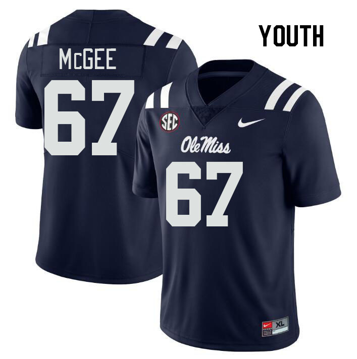 Youth #67 Quincy McGee Ole Miss Rebels College Football Jerseys Stitched Sale-Navy - Click Image to Close